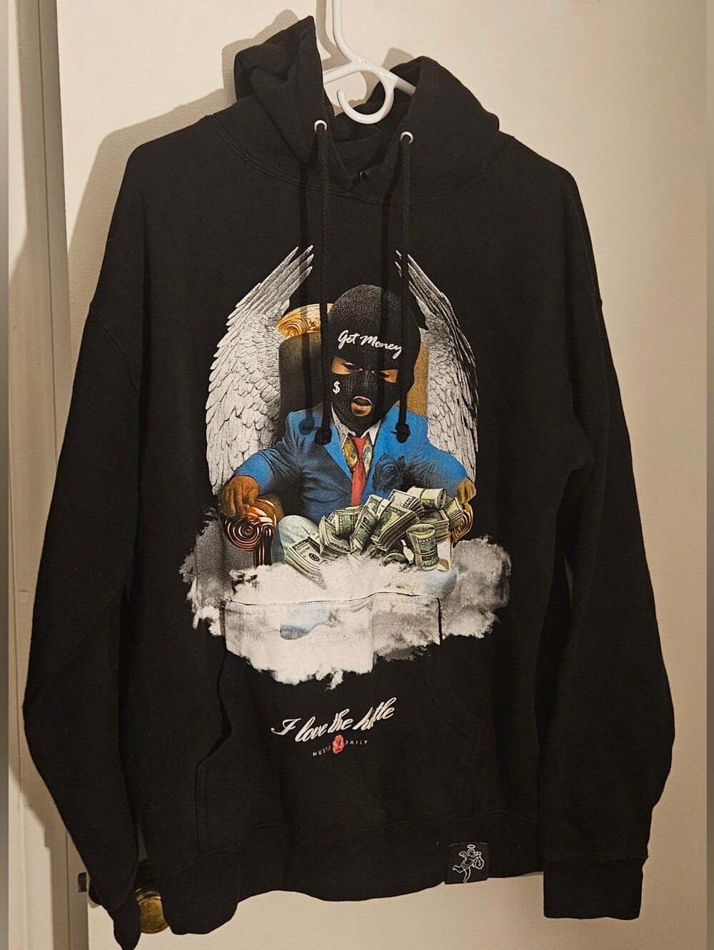 Hasta Muerte Hustle Daily Baby Angel Hoodie (L)
